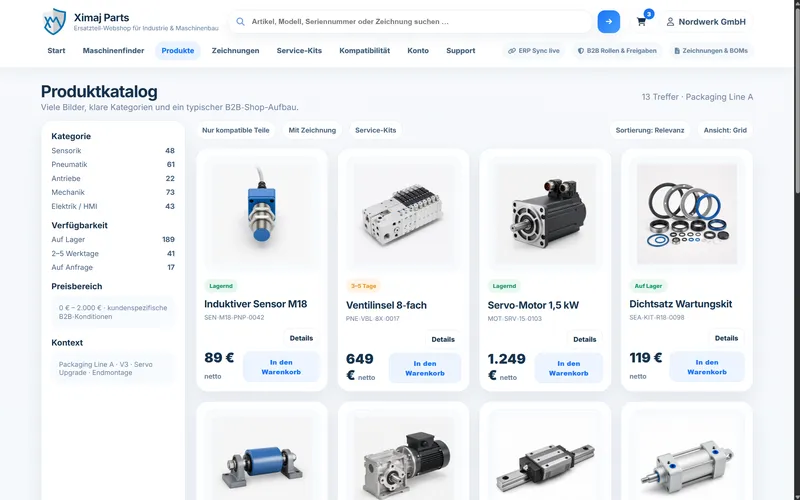 Ersatzteil‑Webshop (Industrie & Maschinenbau)